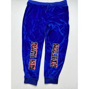 NWT Death Row Records 3D Core Logo Sweatpants Blue Velour 5XL